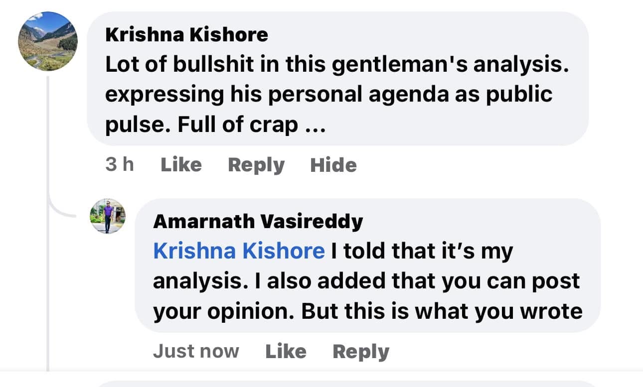 My personal opinion is that congress party has to win. This great person commented on my post that I have posted my personal opinion as people's opinion.